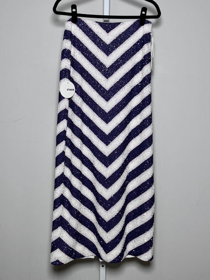Women Size 8 Staud White, blue V-shapes NWT, Pre-owned Skirt