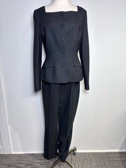Women Size 8 Ralph Lauren Purple Label Black Solid Pre-owned Wool Suit