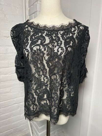 Women Size M Joie Black Lace Nylon Blend Blouse