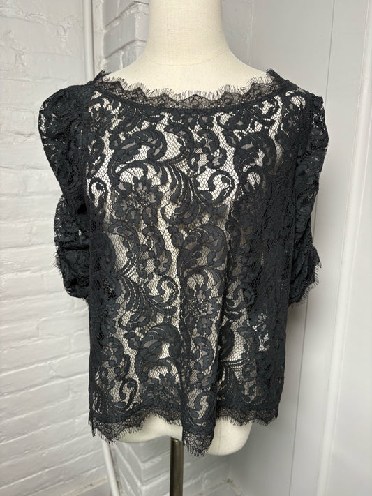 Women Size M Joie Black Lace Nylon Blend Blouse