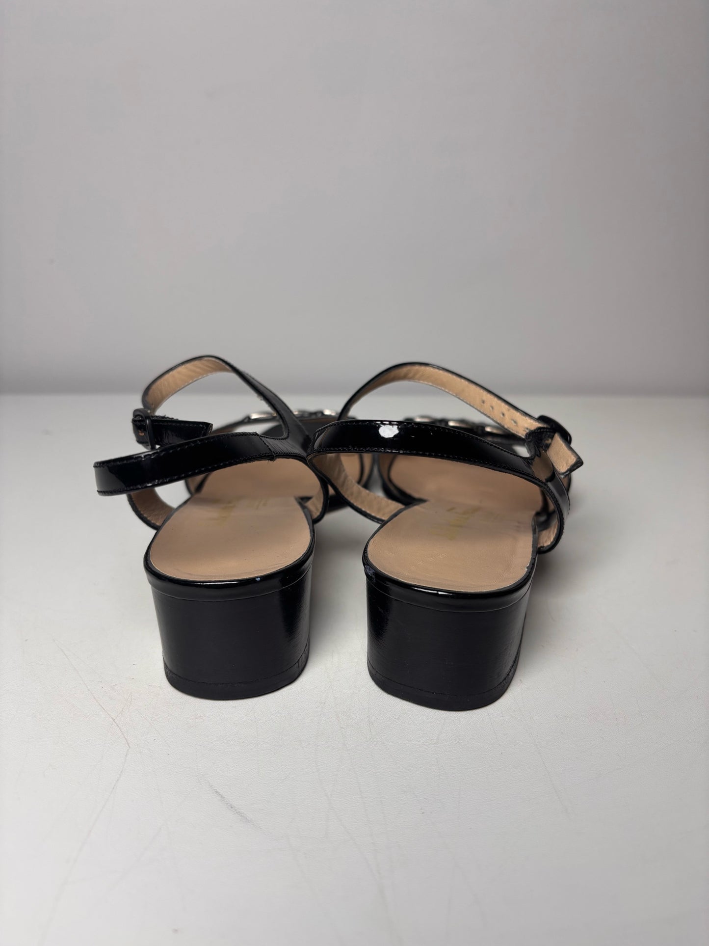 W Shoe Size 6.5 Salvatore Ferragamo Black Patent Leather Heels