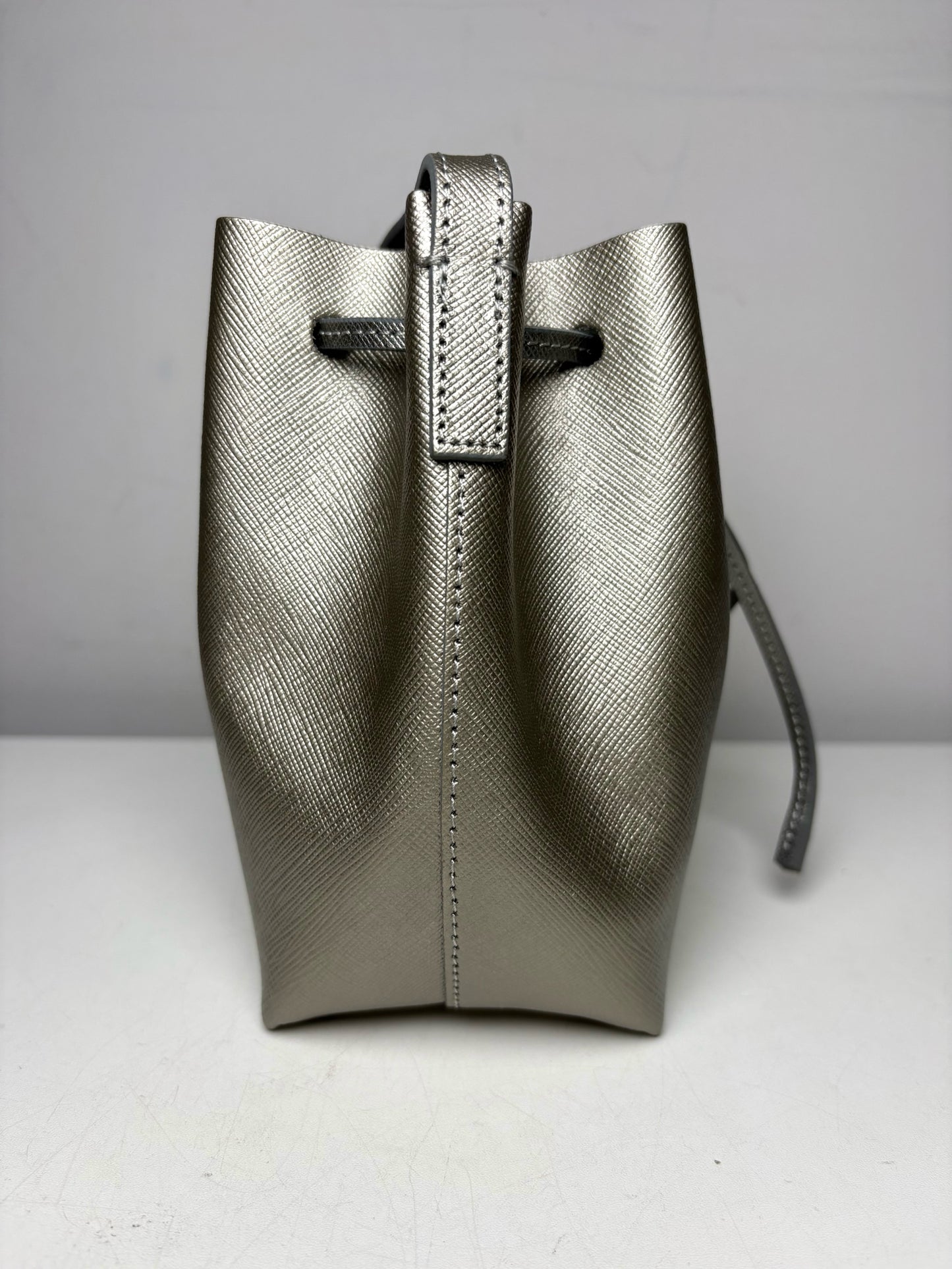 Women's Lancaster Paris Solid Saffiano Leather NWT Silver Mini Purse