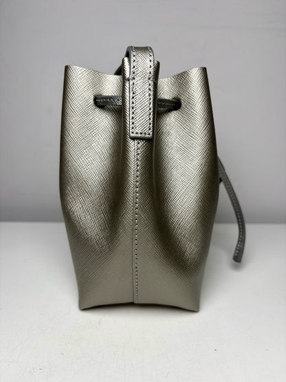 Women's Lancaster Paris Solid Saffiano Leather NWT Silver Mini Purse