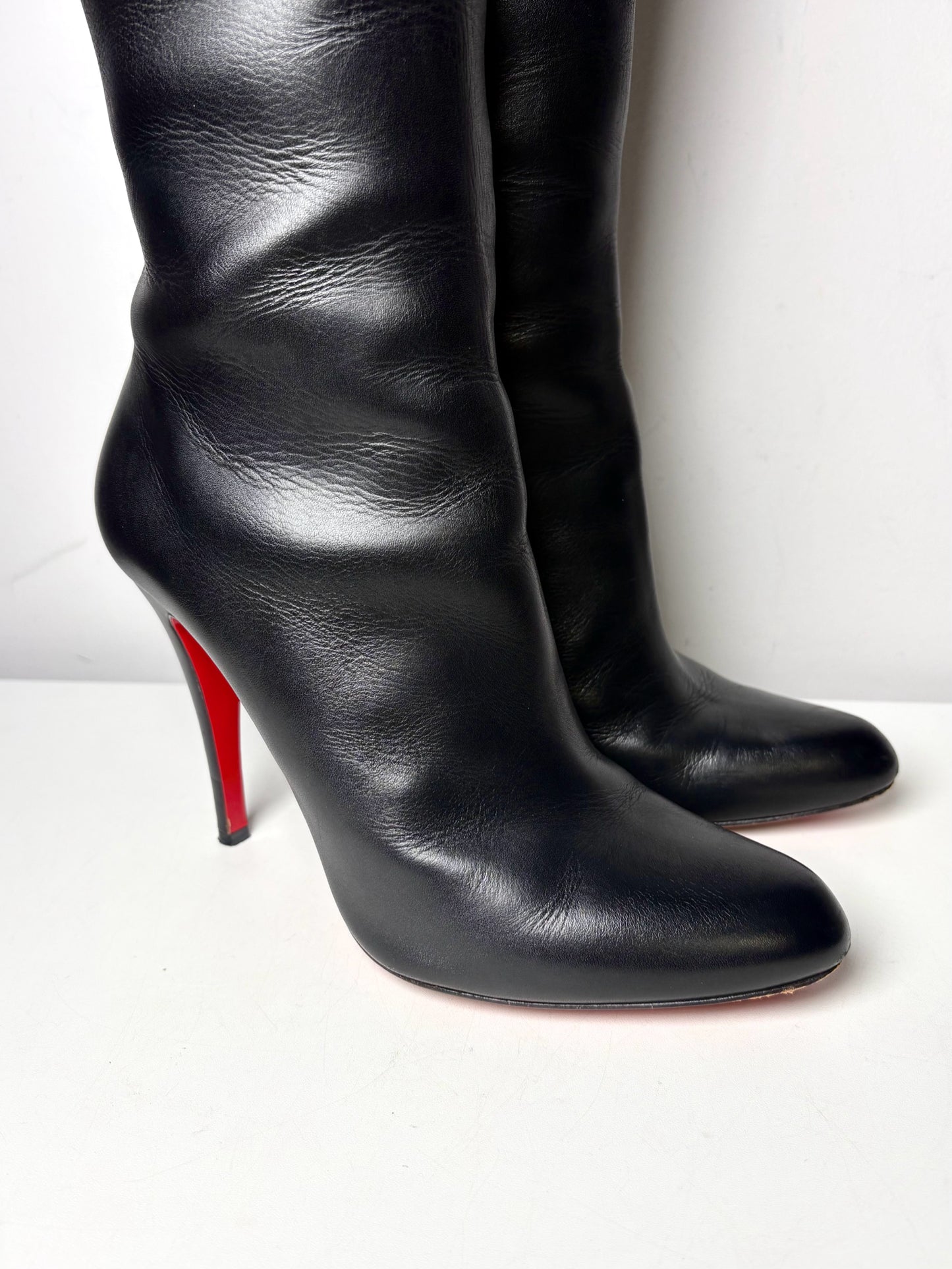 W Shoe Size 40.5 Christian Louboutin Pumppie Black Leather Pre-owned Boots