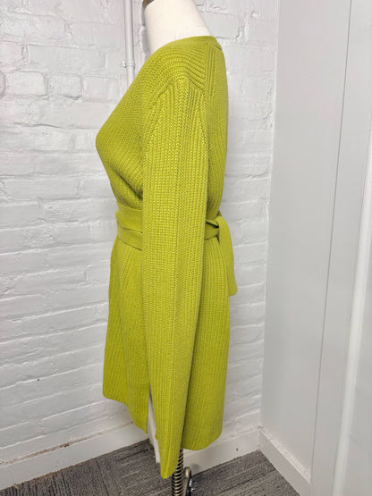 Women Size S (Estimate) Proenza Schouler Green Ribbed-Knit Cardigan