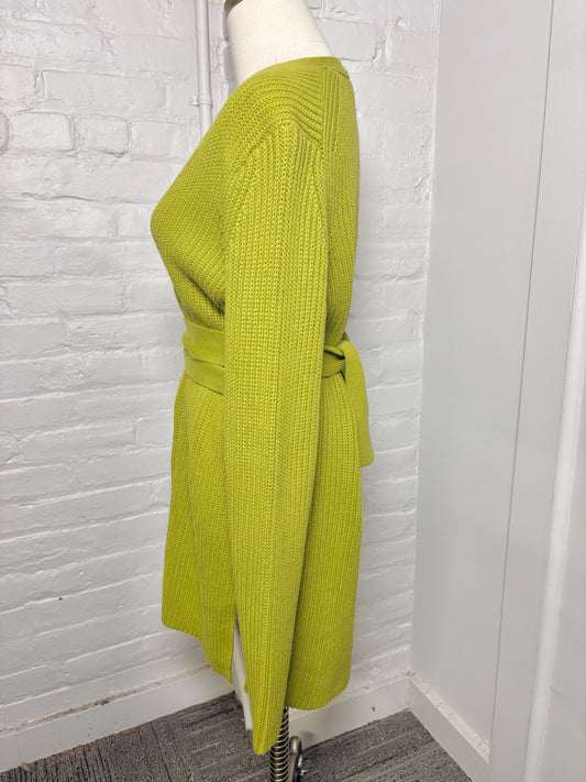 Women Size S (Estimate) Proenza Schouler Green Ribbed-Knit Cardigan