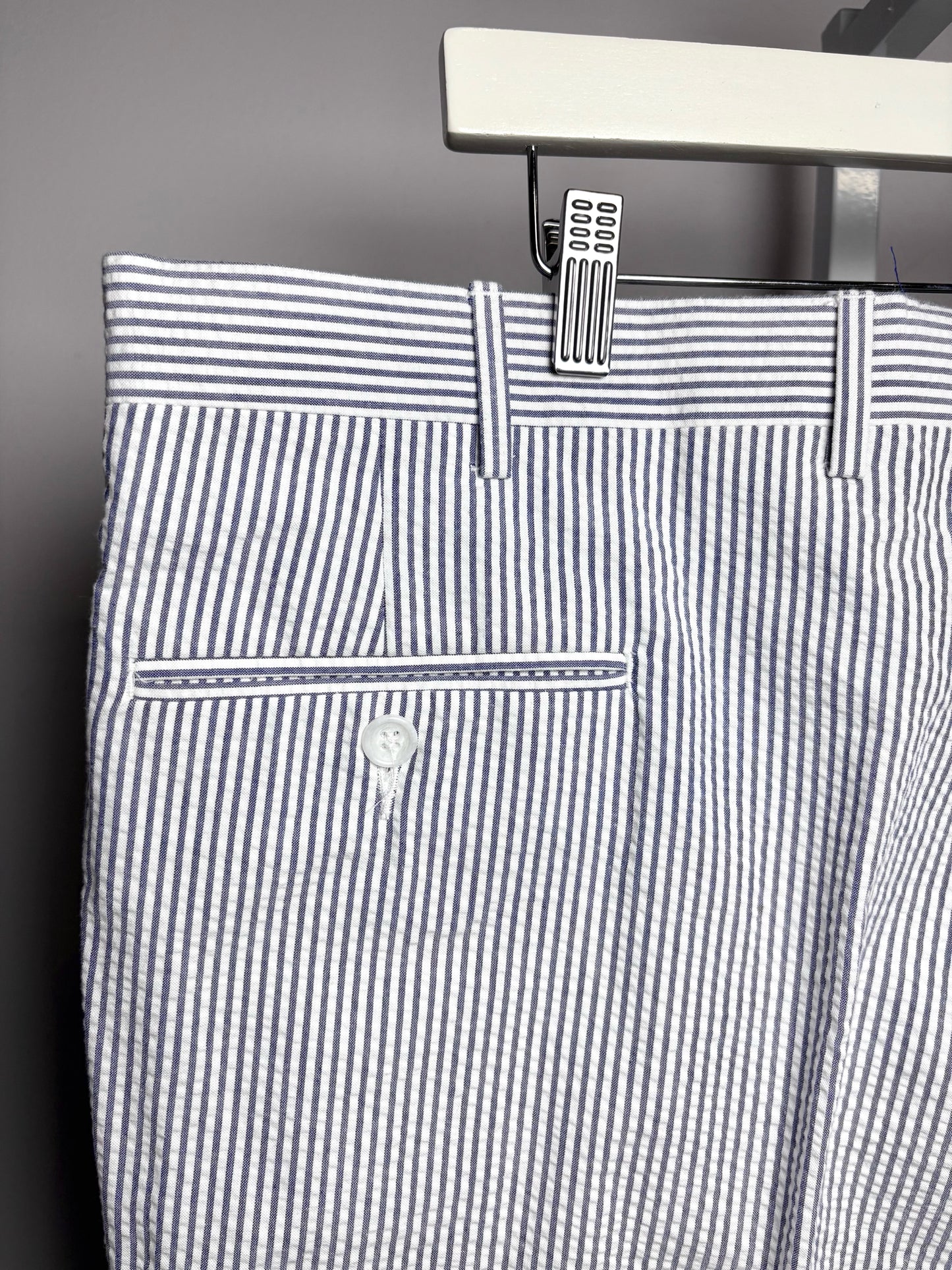 Jos. A. Bank Blue & White 100% Cotton Searsucker Men's 46R Suit NWT Pre-Owned