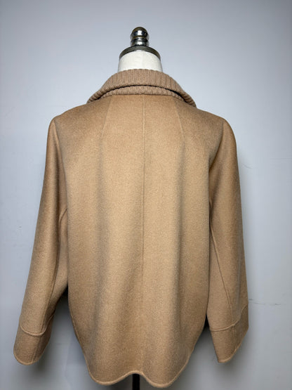 Women's Size M Kinross Cashmere Camel Wool Cashmere Blend Pre-Owned Zip-Up Jacket