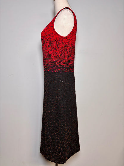 Women Size 8 St. John Couture Red, Black Boucle Dress