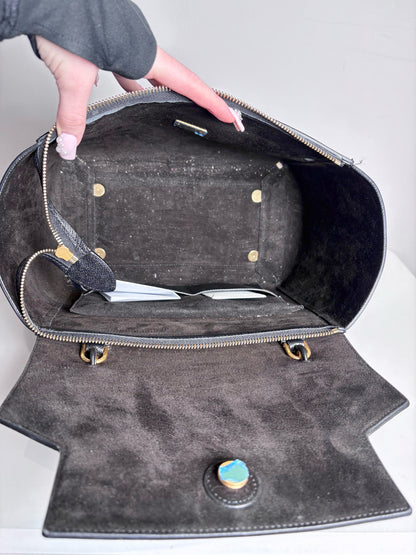 Celine Grained Leather Pre-owned Black Medium Purse