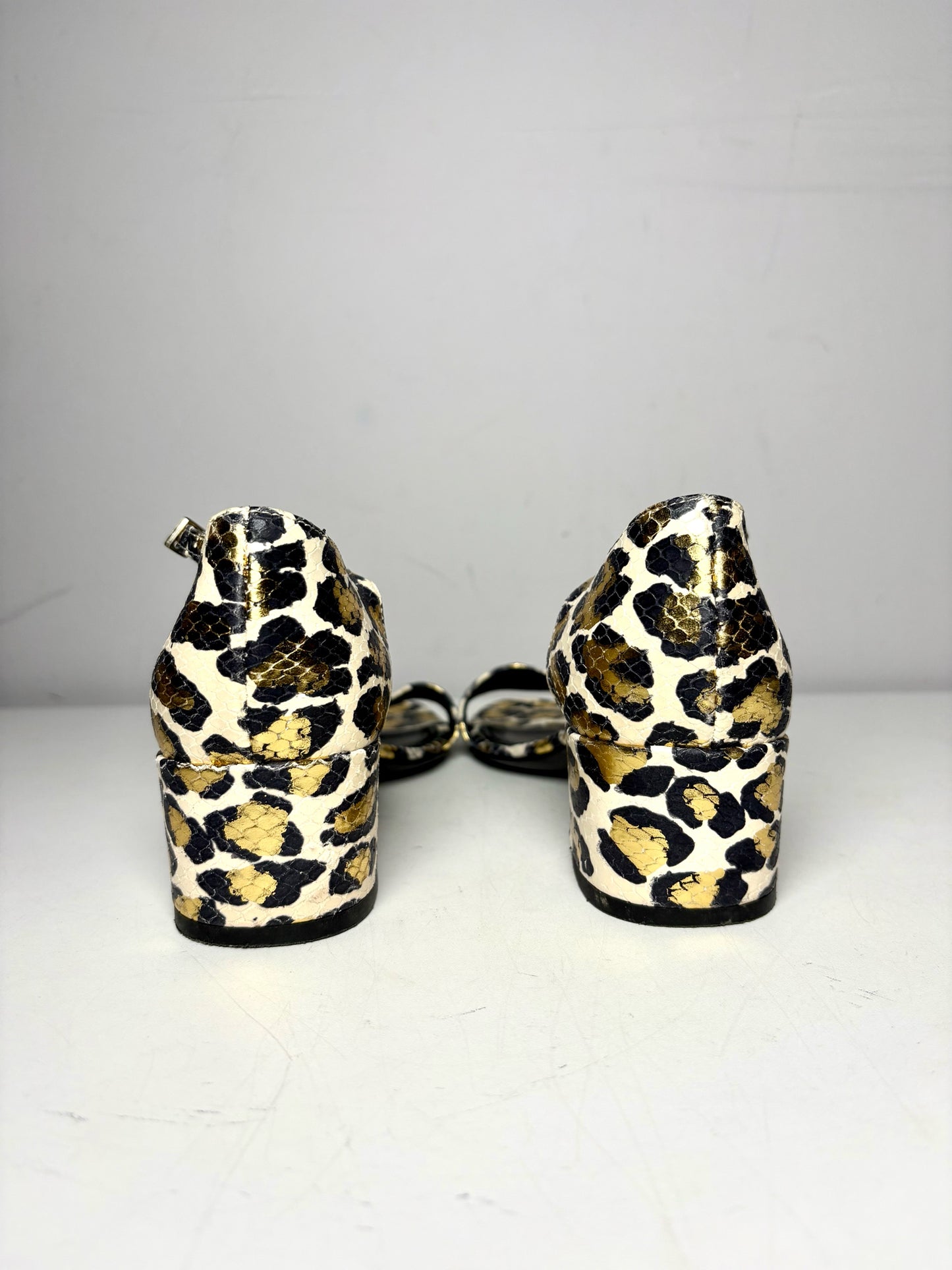 W Shoe Size 38 AGL Leopard Spots Metallic Sandal