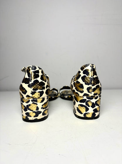 W Shoe Size 38 AGL Leopard Spots Metallic Sandal