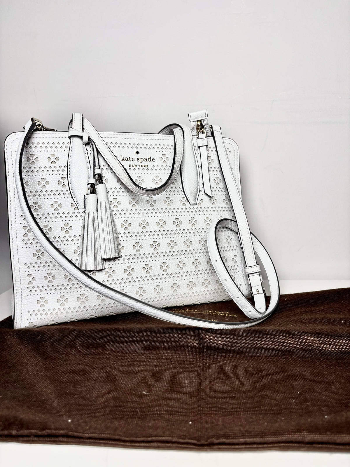 Kate Spade New York Rowe Perforated Leather Pre-owned White Tote