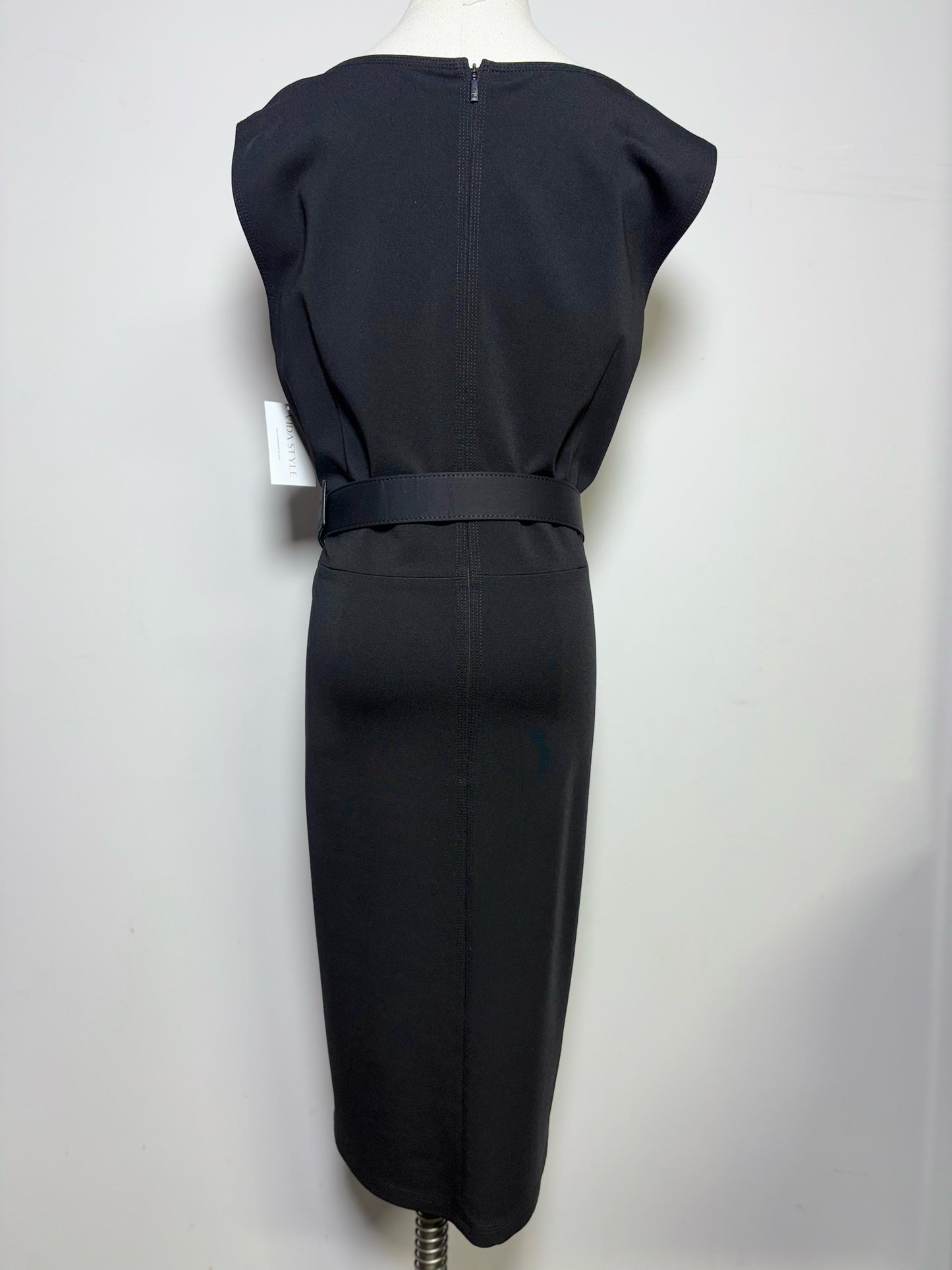 Women Size L Lafayette 148 Black Solid Dress