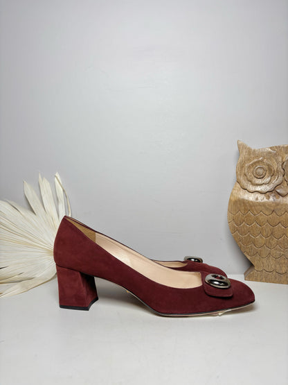 W Shoe Size 41 Prada Burgundy Leather Suede NWT Pump