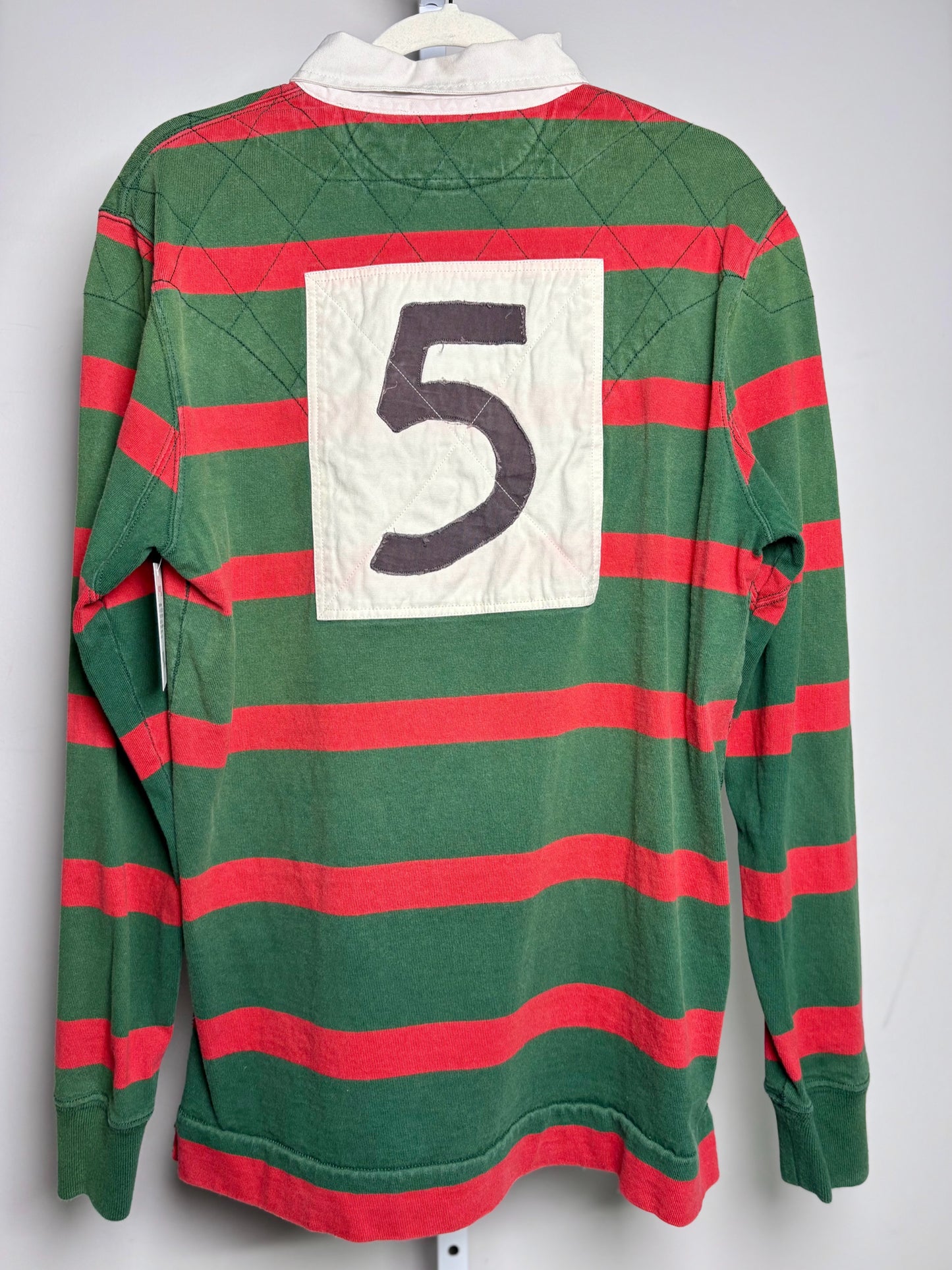 Mens Size L Rugby Ralph Lauren 1939 Green, Red Striped Pre-owned Rugby Shirt
