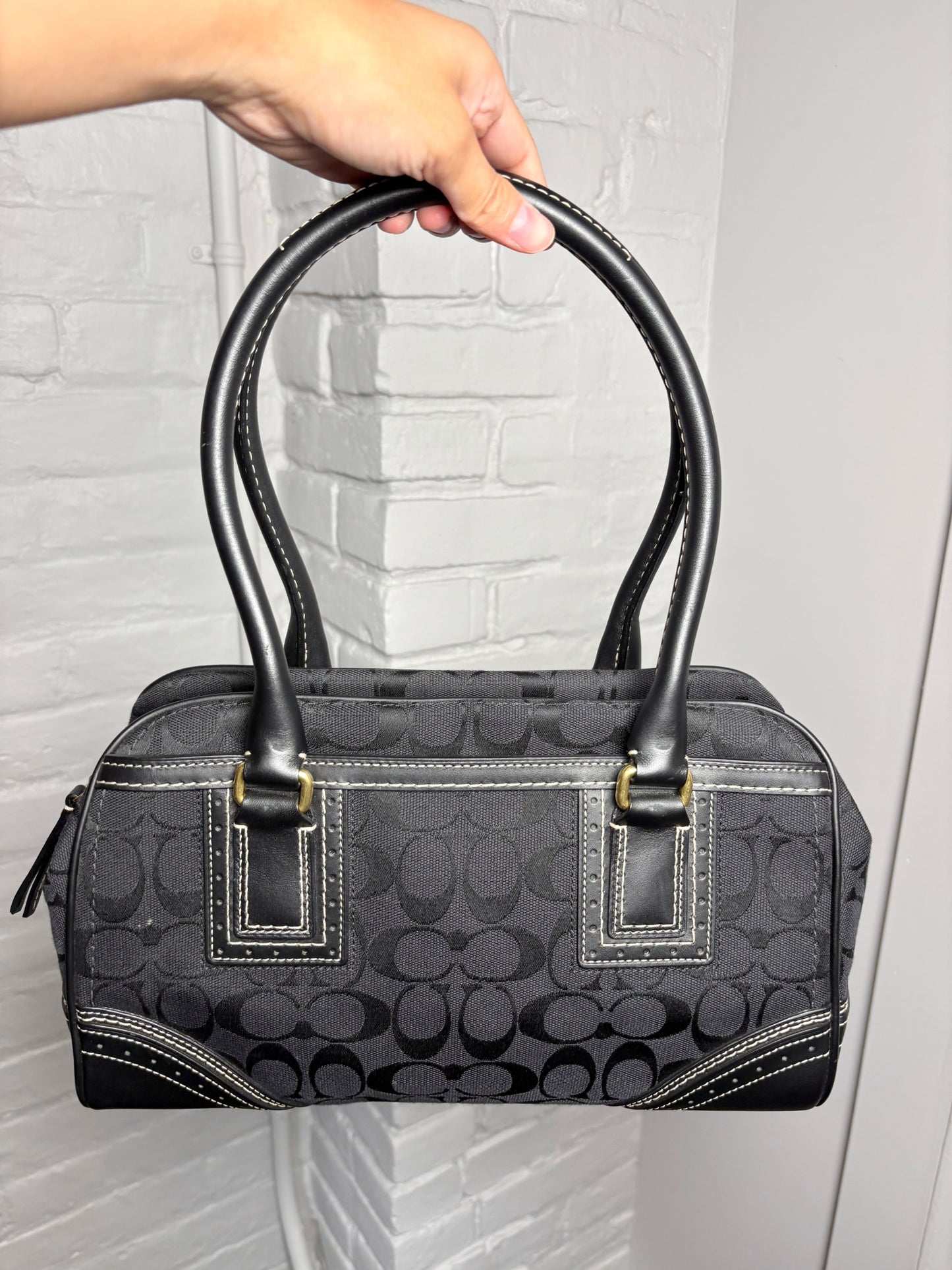 Coach Monogram Canvas, Leather Signature Black Purse