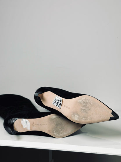 W Shoe Size 8.5 Veronica Beard Black Leather Suede Lexington Boots