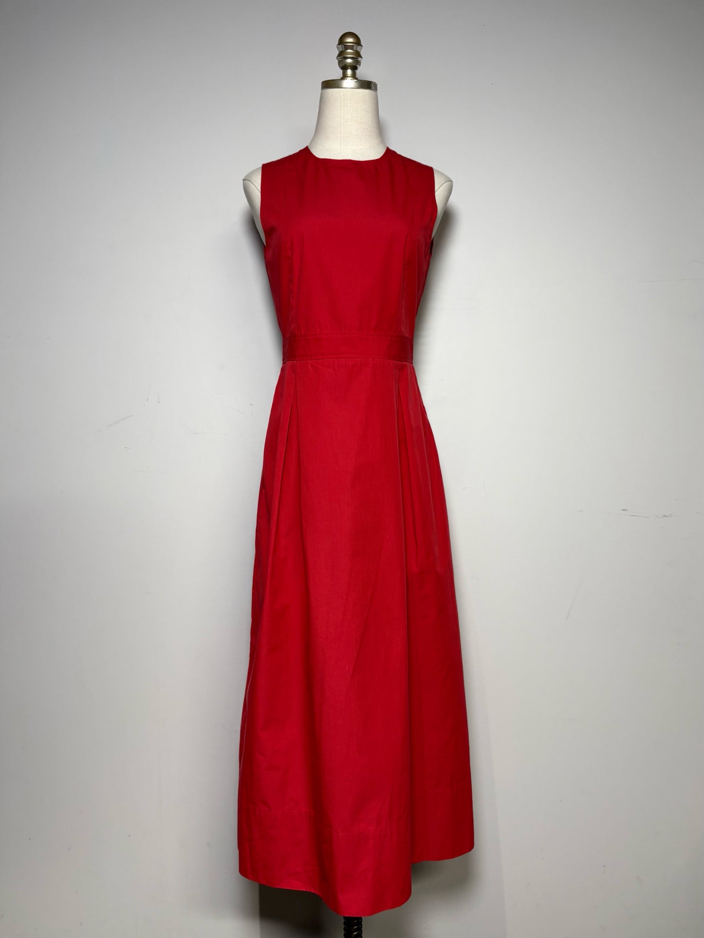 Women's Size 8 Three Graces Marjorie Red Cotton Poplin NWT Pre-Owned Midi Dress