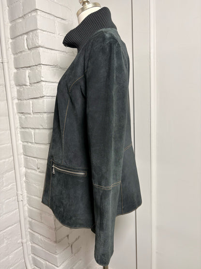 Women Size L Bernardo Black Solid Suede Jacket