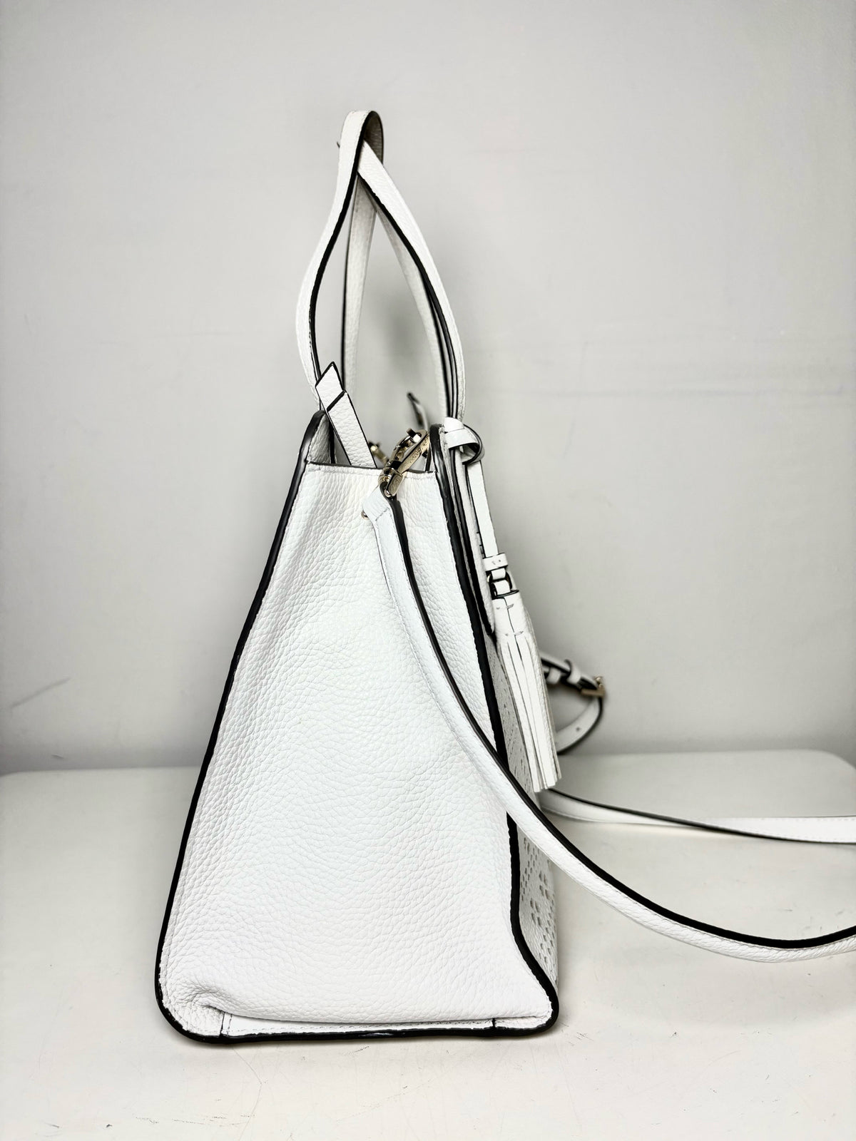 Kate Spade New York Rowe Perforated Leather Pre-owned White Tote