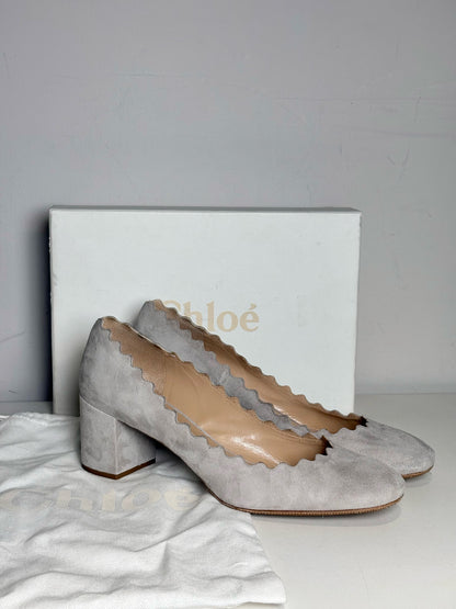 W Shoe Size 41 (10.5 US) Chloe Silver Suede Leather Women's Pre-owned Pump