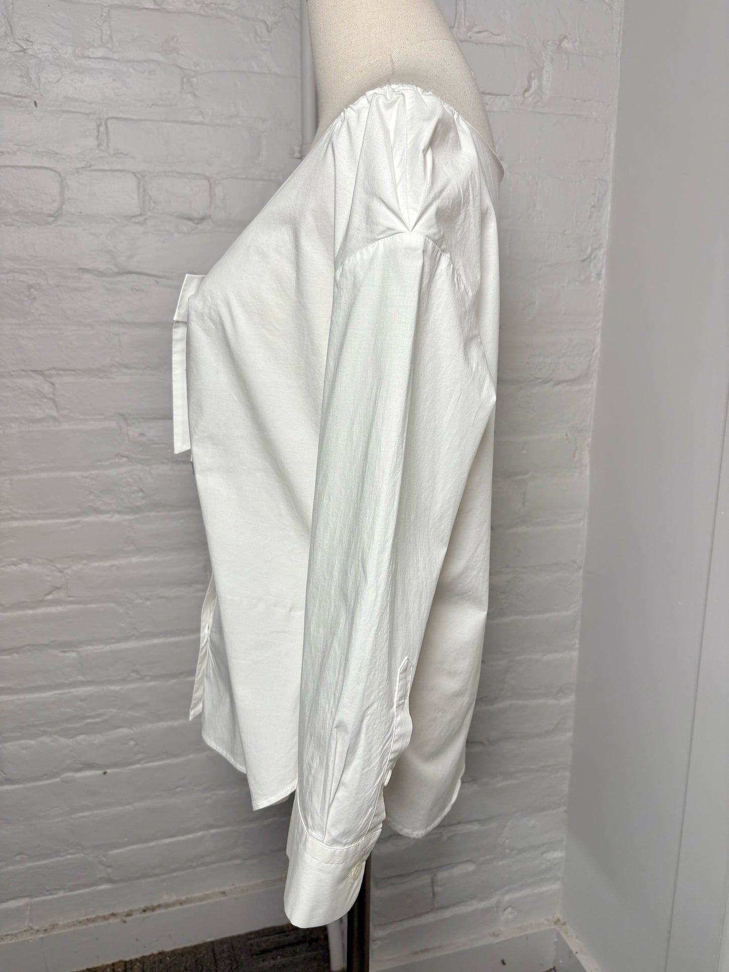 Women Size M Moschino White Cotton Long Sleeves Bow Shirt