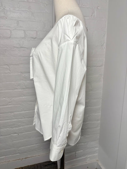 Women Size M Moschino White Cotton Long Sleeves Bow Shirt