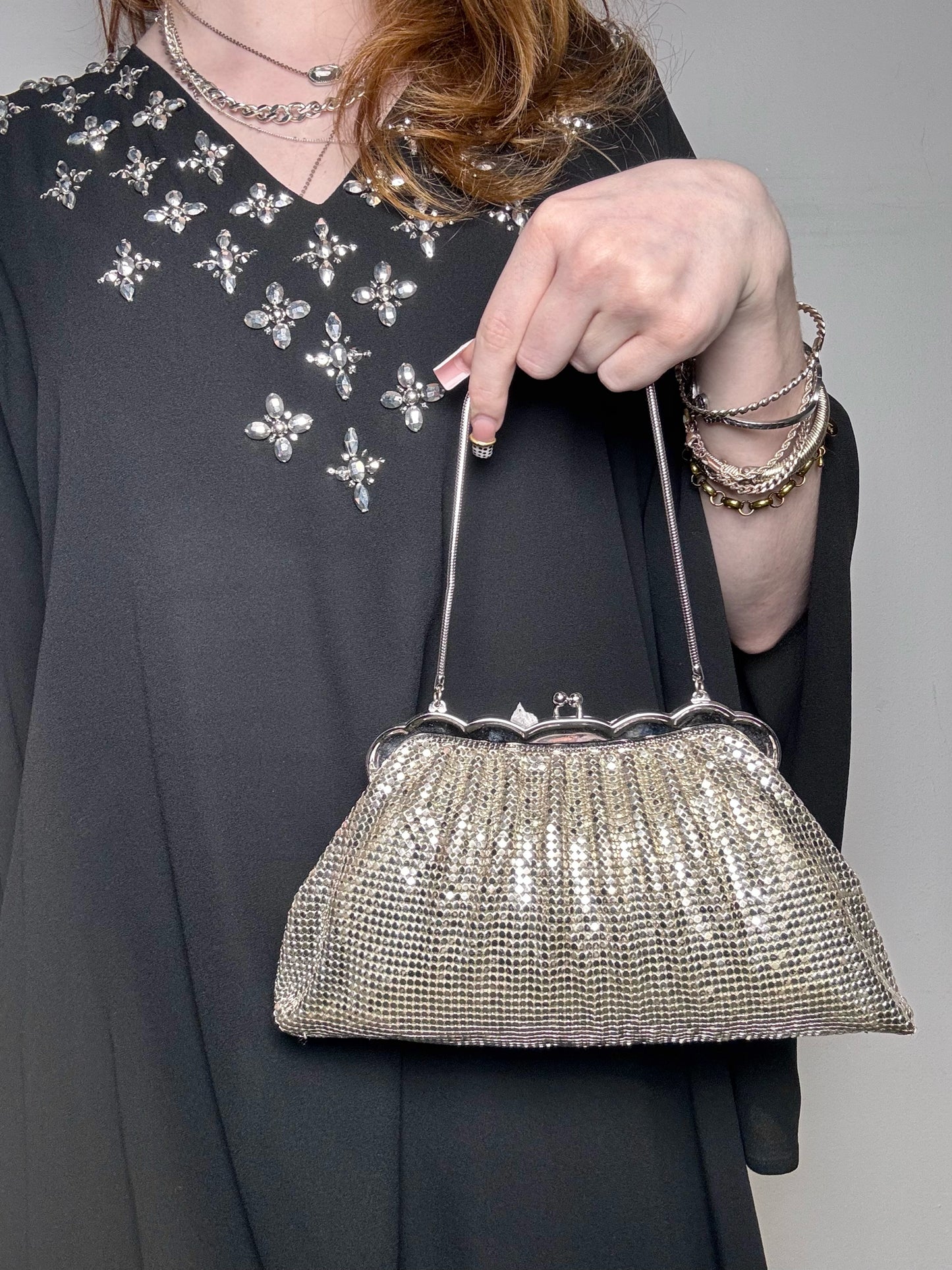 Metal Whiting & Davis Silver Vintage Evening Bag