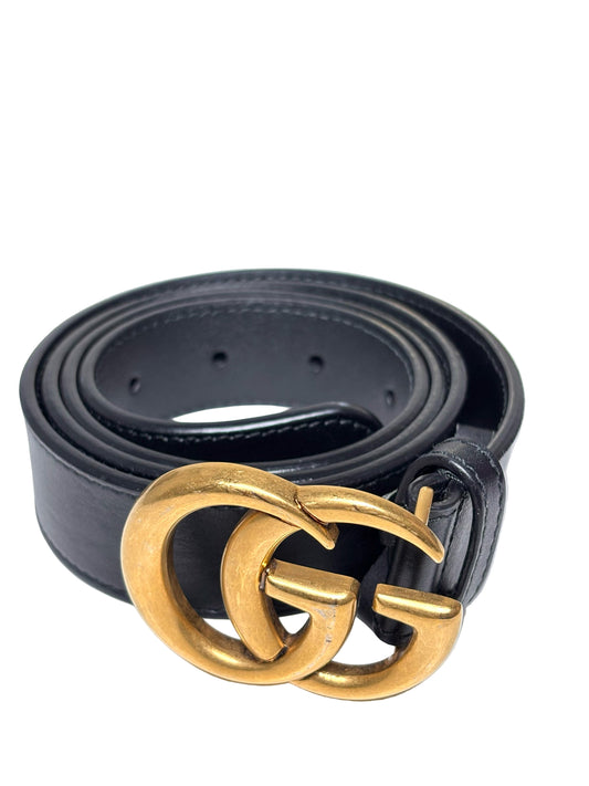 Gucci Marmont Double-G Black Leather  Leather 95-38 (M/L) Pre-owned Belt