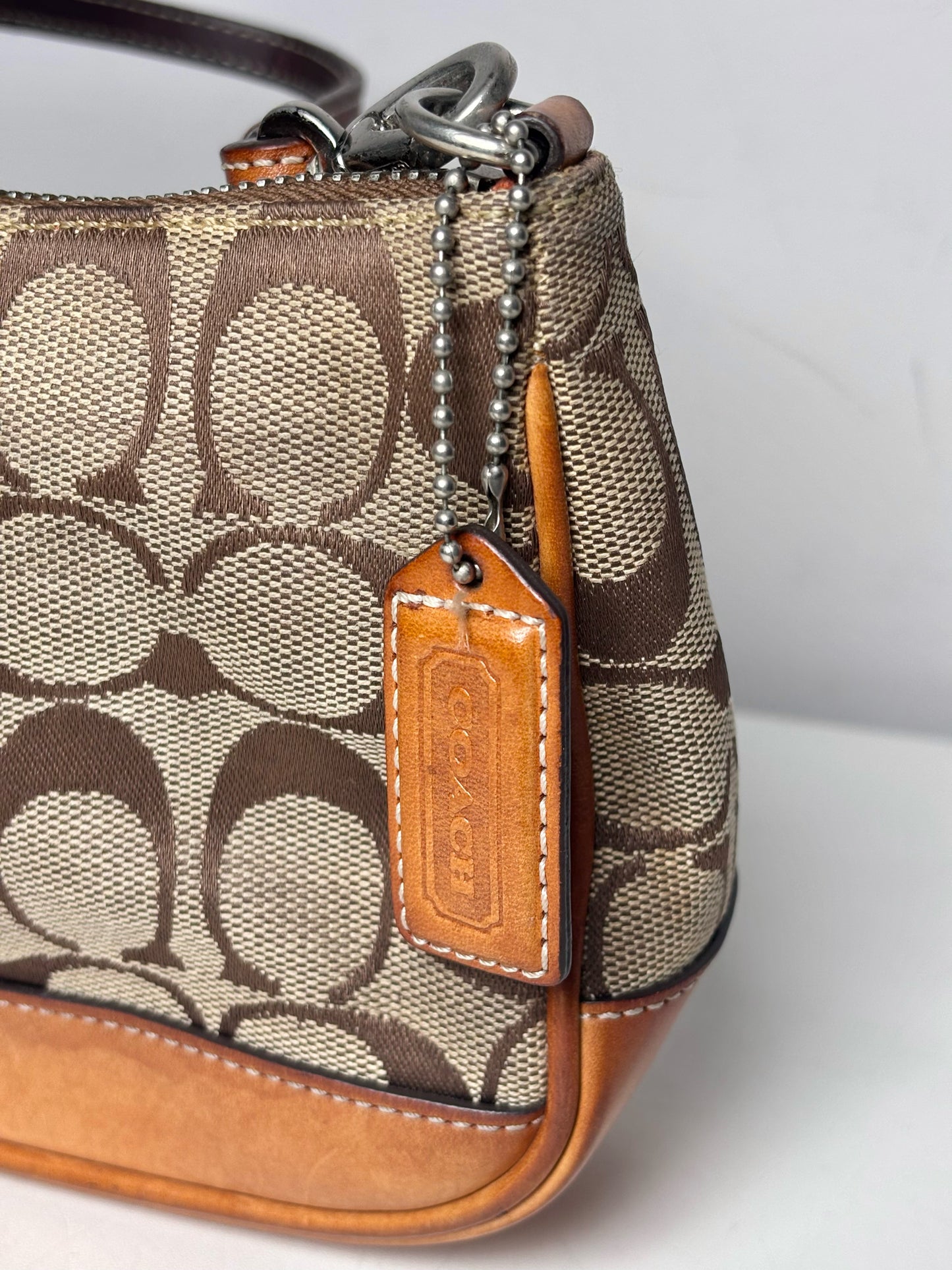 Coach Signature Monogram Vintage Canvas, Leather Pre-owned Brown, Beige Purse