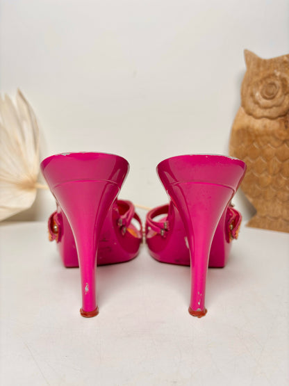 W Shoe Size 10 Christian Dior Orange, Pink Platform Resin Barbie Heels