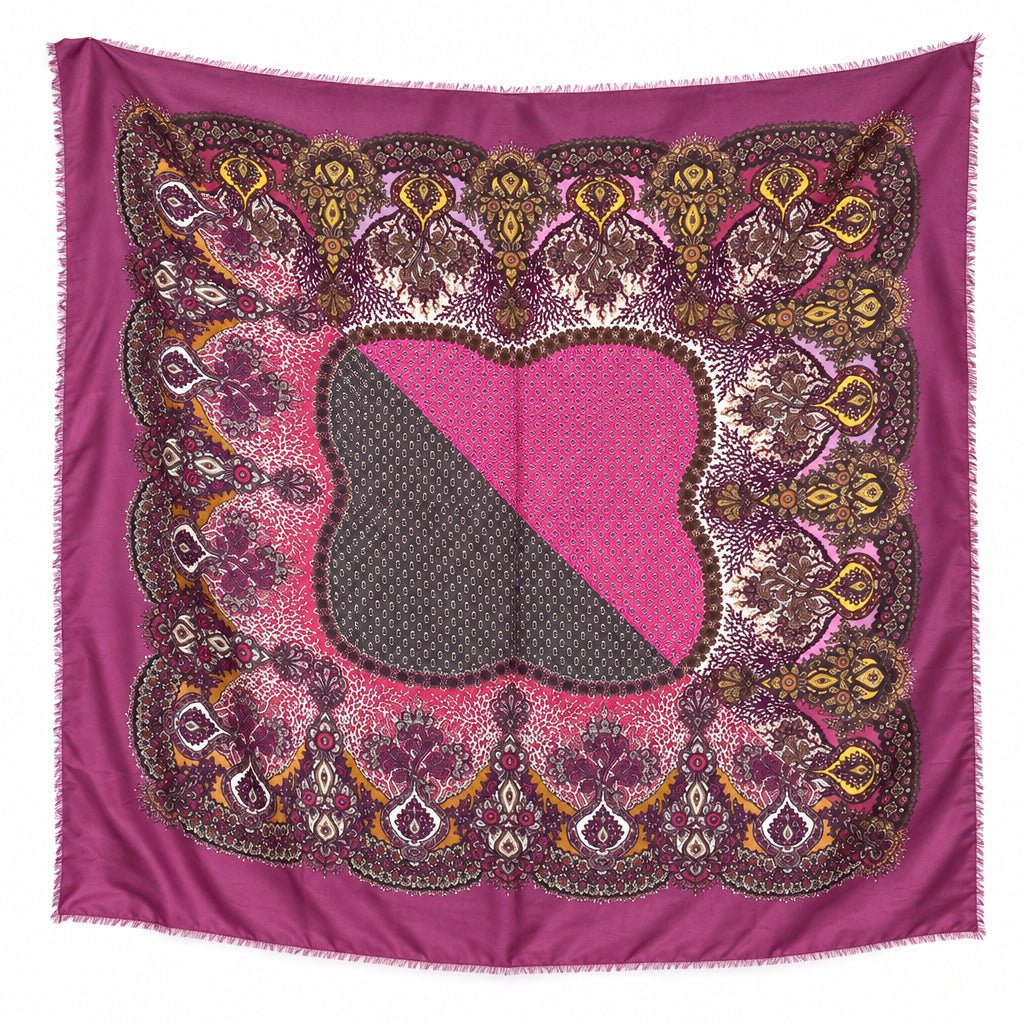 Women's Authentic Gucci Purple Multicolor Paisley Silk Blend NWT Pre-Owned Square Scarf