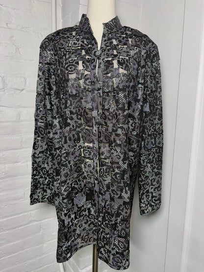 Women Size 3X Stillman Studio Black & White Leather Cutouts Jacket