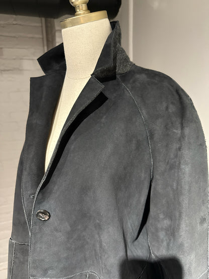Women Size M Verdura Pelle Black Solid Leather Jacket