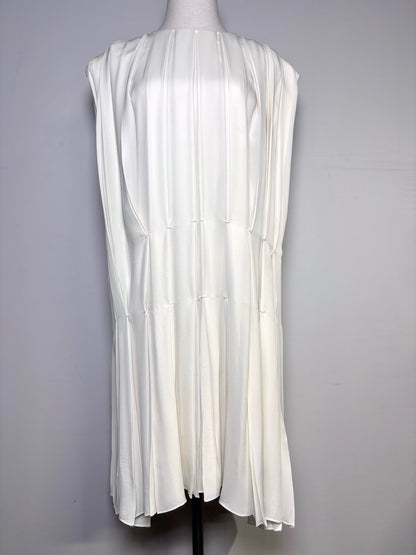 Women Size 8 Khaite Eggshell Blaz Pleated Silk Tent Dress