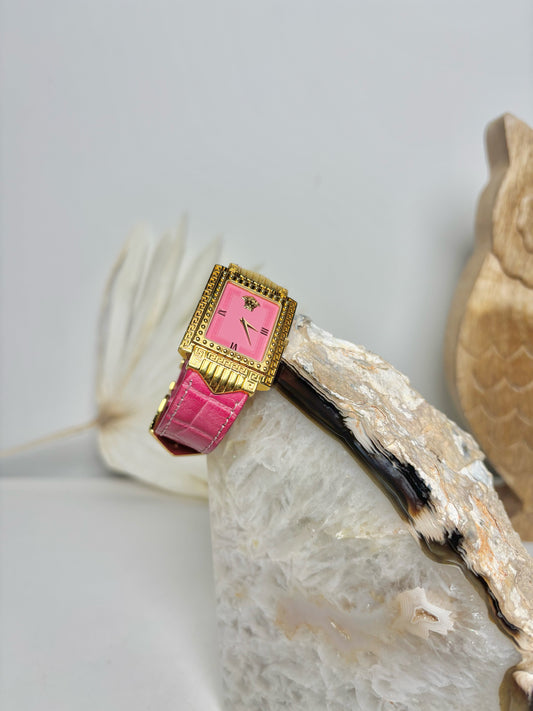 Leather & Gold Gianni Versace Gold Plated Pre-owned Watch