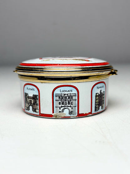 Halcyon Days The City of London White Enamel Pre-Owned Pillbox