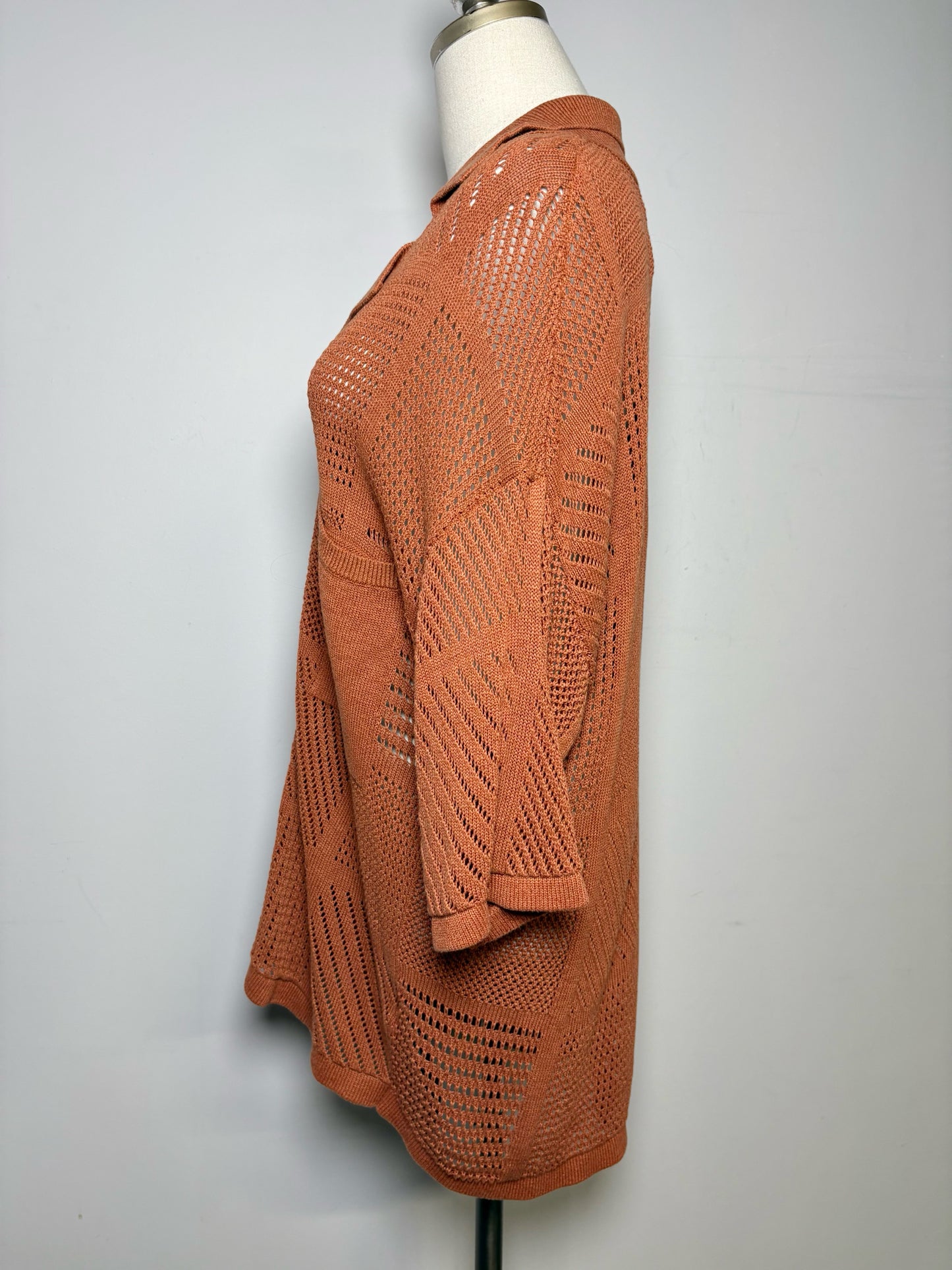Women Size M Nanushka Rust Orange Knitted Cotton, Paper, Rayon Sweater