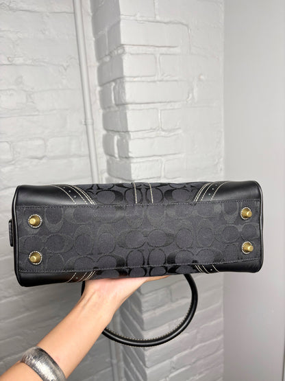 Coach Monogram Canvas, Leather Signature Black Purse