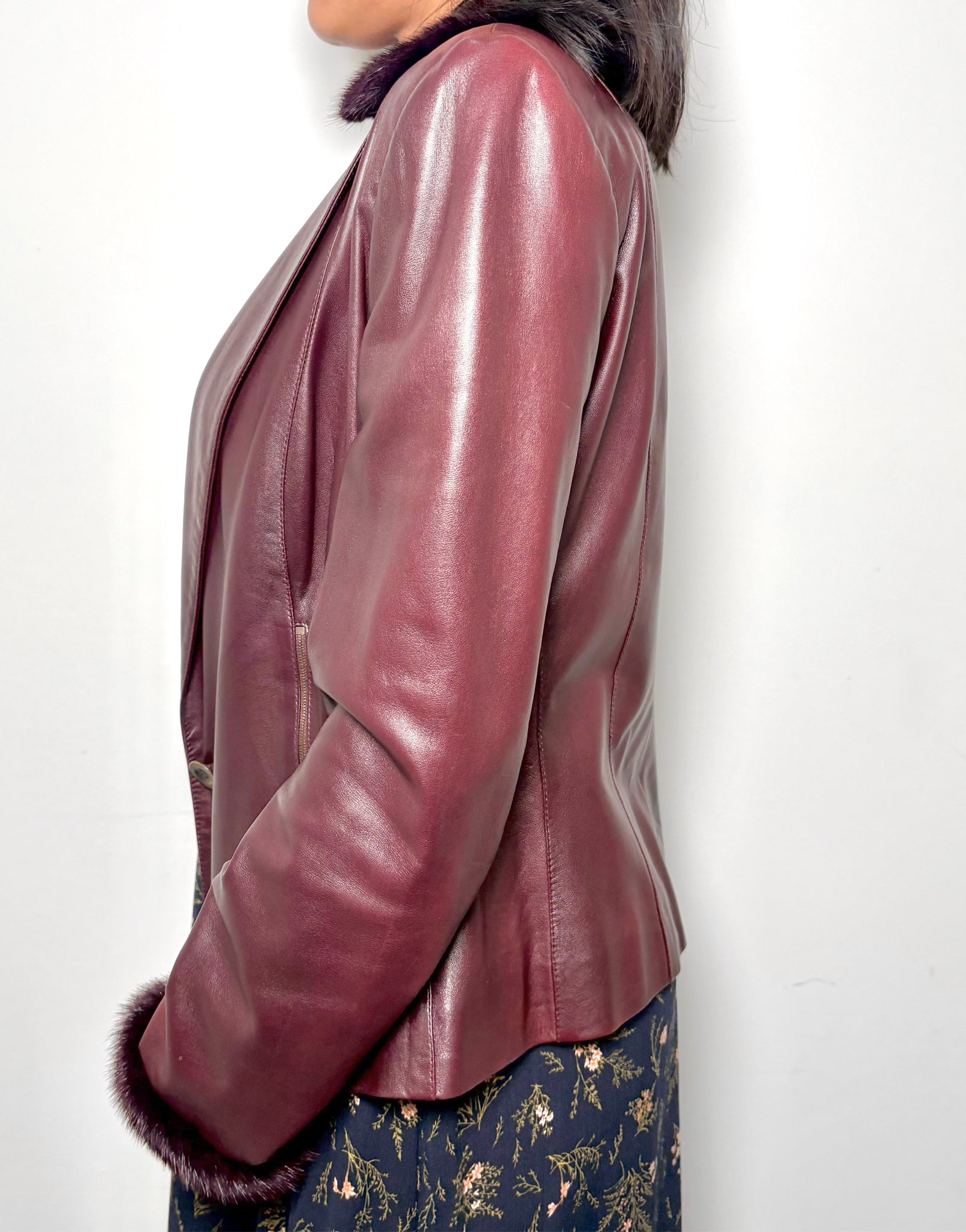 Women Size 10 Christian Dior Maroon / Burgundy Solid Lambskin