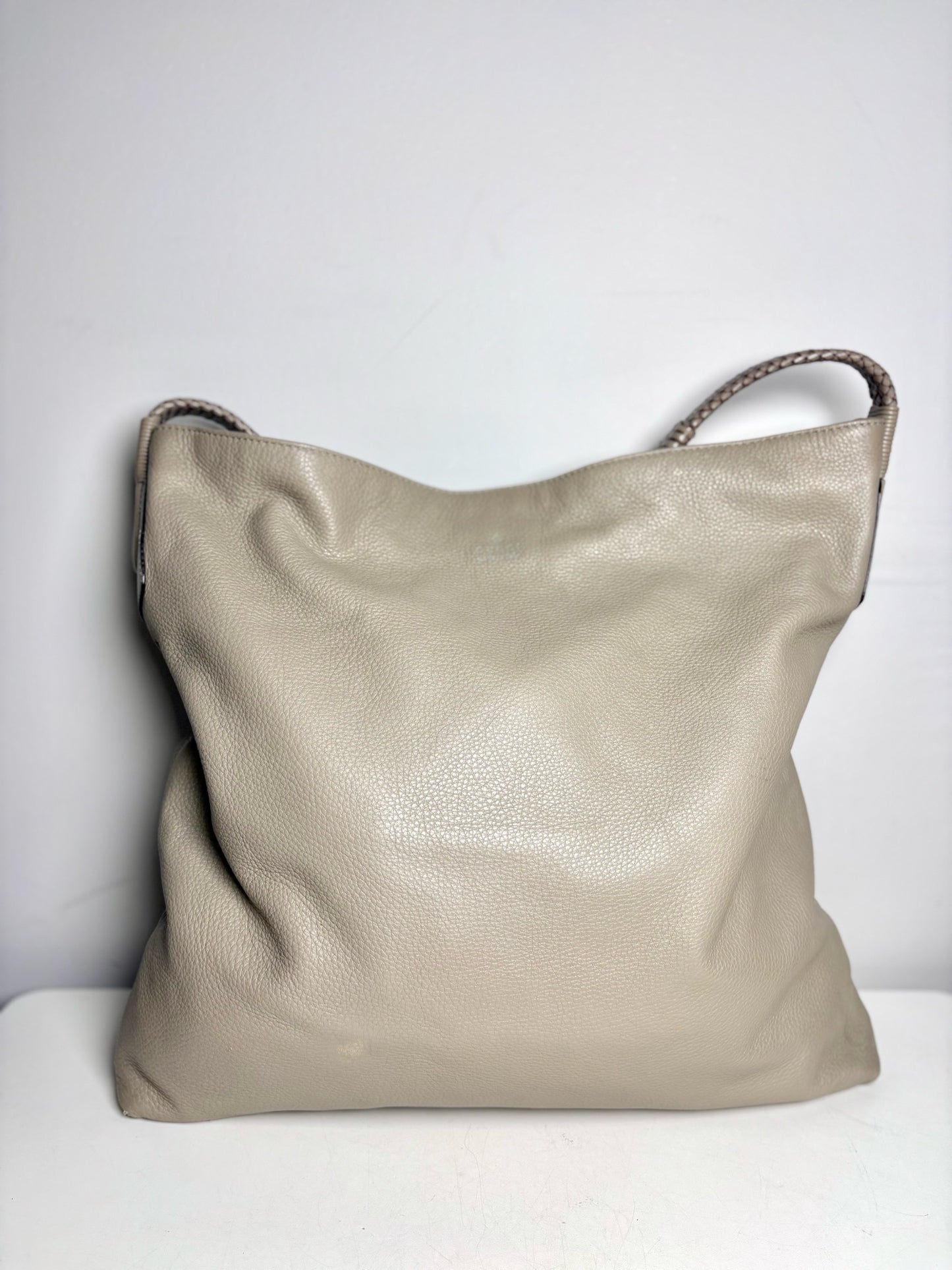 Gucci Taupe Leather Pebble Leather Men's Messenger Pre-owned Bag