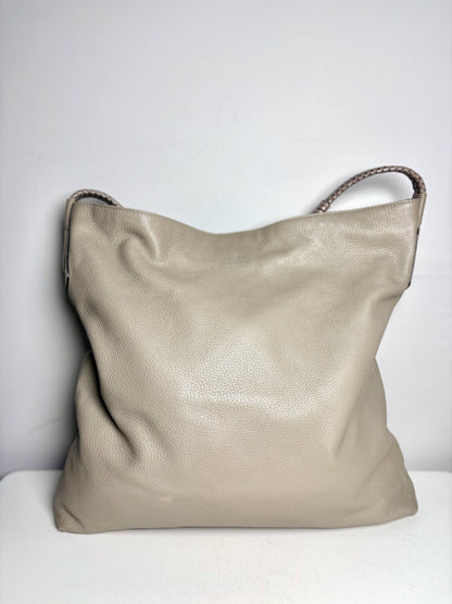 Gucci Taupe Leather Pebble Leather Men's Messenger Pre-owned Bag