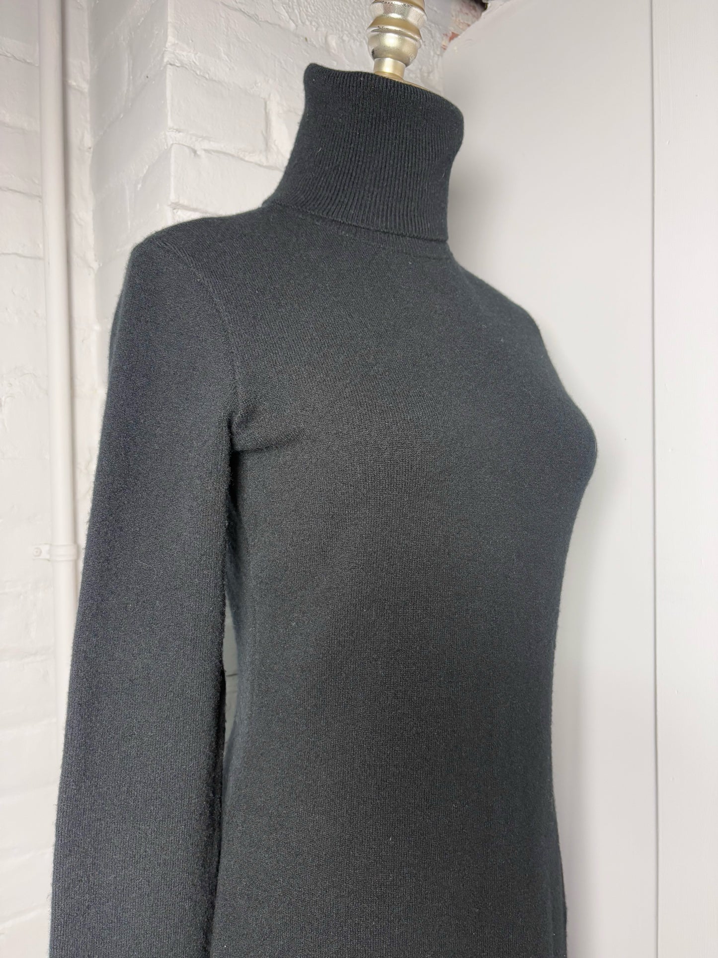 Women Size L Ralph Lauren Purple Label Black Cashmere Maxi Dress