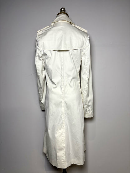 Women Size 4 Burberry White Cotton Blend Trench/Rain Coat
