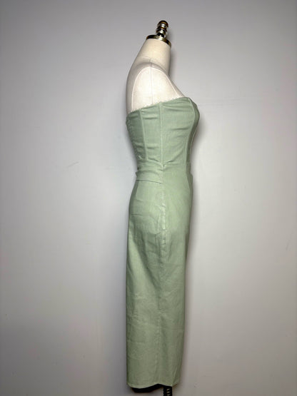Women Size 2 (S) V. Chapman Liliana Sage Green Linen Blend Midi Dress