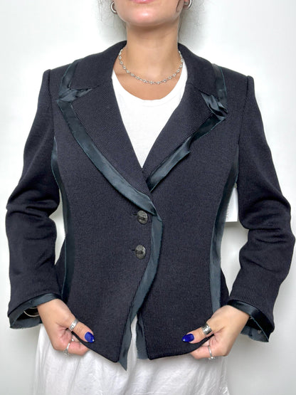Women Size 8 St. John Black Solid Blazer