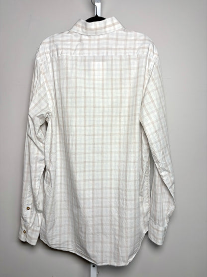 Mens Size XL Stantt Cream Cotton Checkered Men's Shirt
