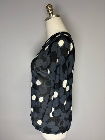 Size 3 (M, US) Yohji Yamamoto Black, Charcoal, Ivory Dot Pure Cotton Women's Top