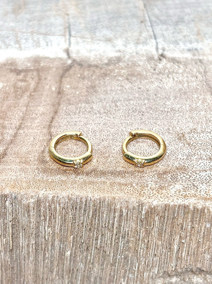 Gorjana Diamond Solitaire 14K Gold Huggie Earrings